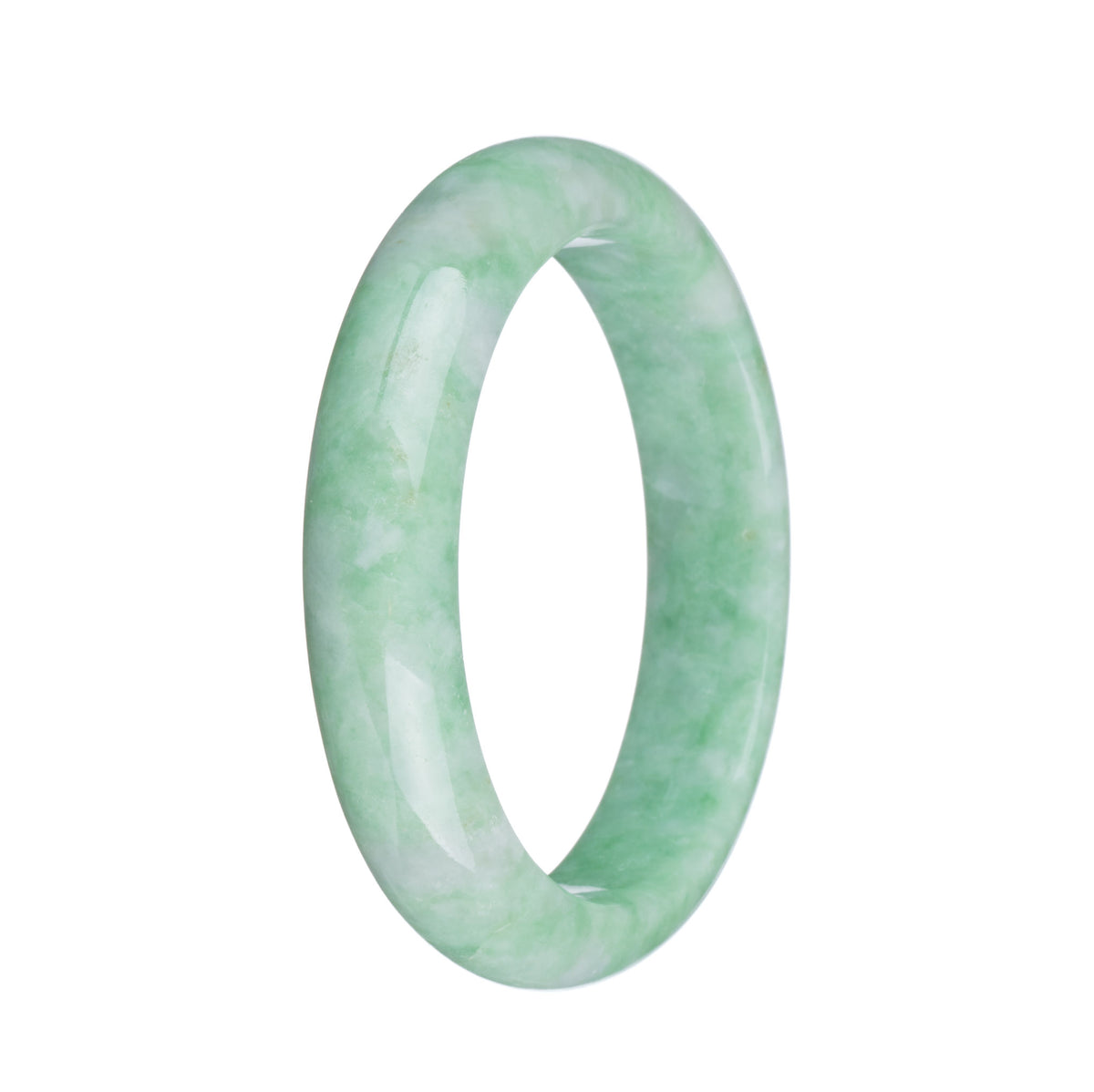 Real Natural Apple Green Jade Bracelet - 58mm Half Moon