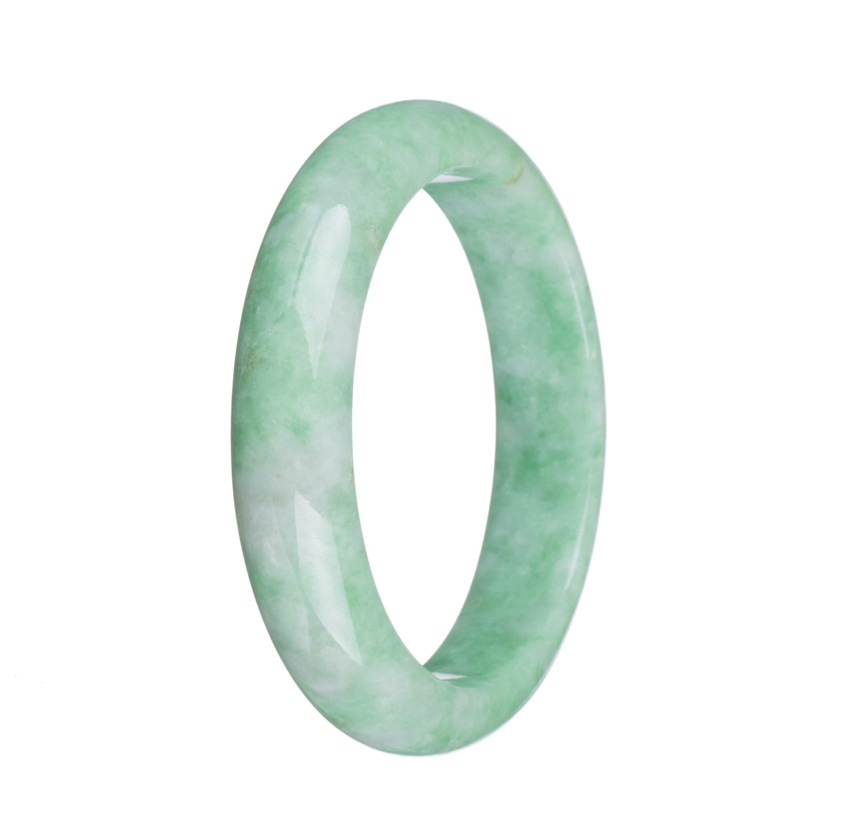 Real Natural Apple Green Jade Bracelet - 58mm Half Moon