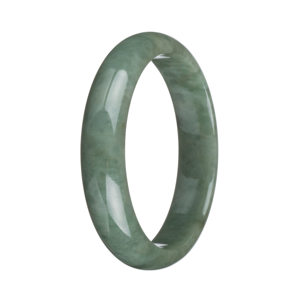 Genuine Untreated Green Traditional Jade Bangle Bracelet - 64mm Half Moon