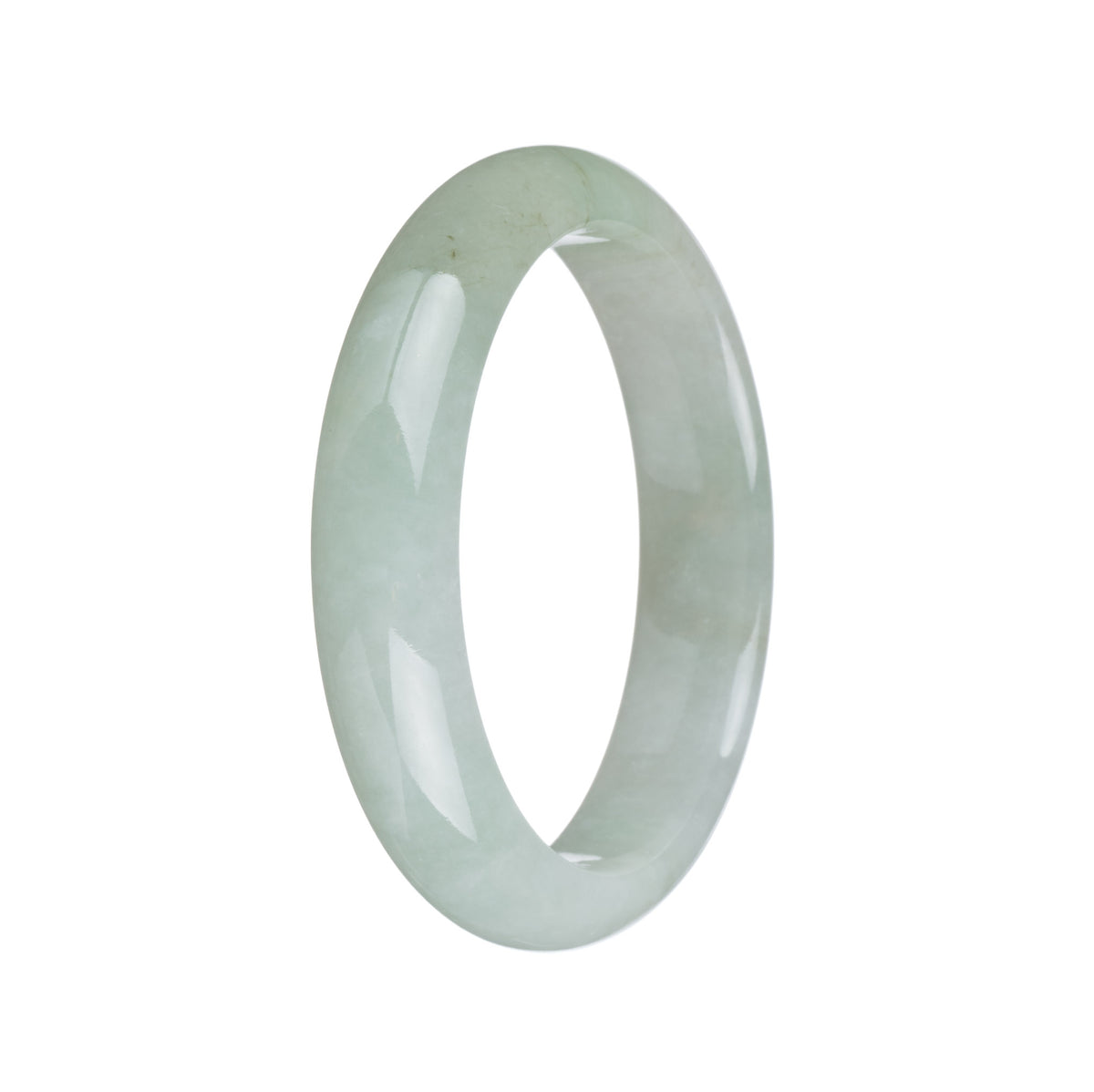 Real Type A Light Green Jadeite Jade Bangle Bracelet - 55mm Half Moon