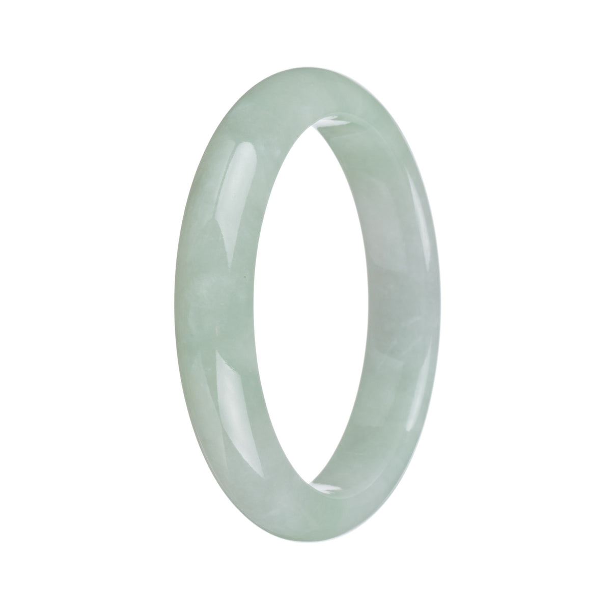 Certified Grade A Green Burmese Jade Bangle Bracelet - 59mm Half Moon