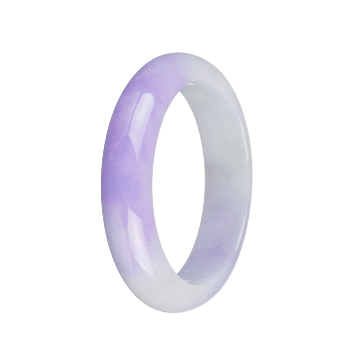 Genuine Grade A Green and Lavender Jade Bracelet - 55mm Half Moon