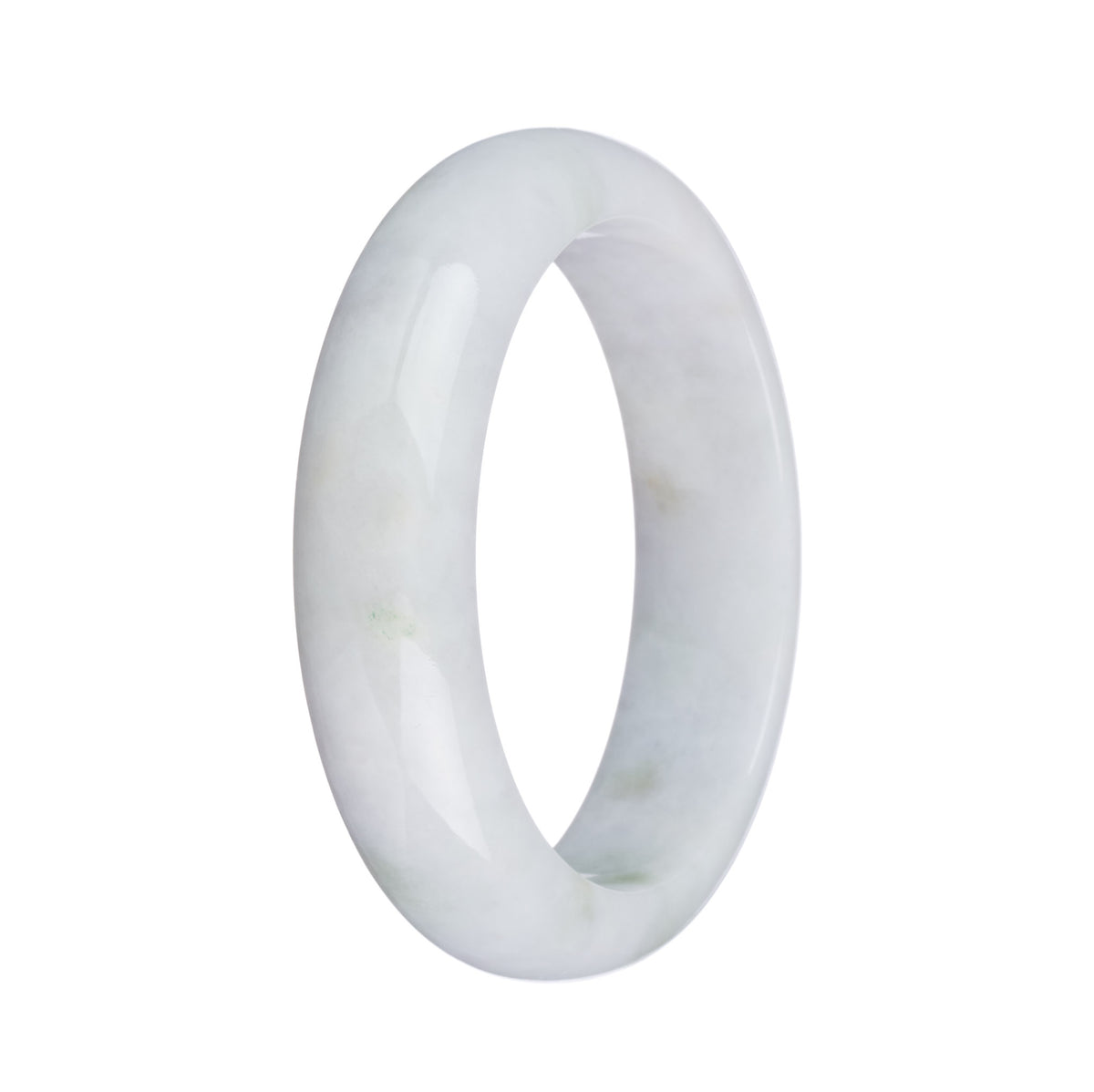 Real Grade A White with Green Pattern Jadeite Bangle - 58mm Half Moon