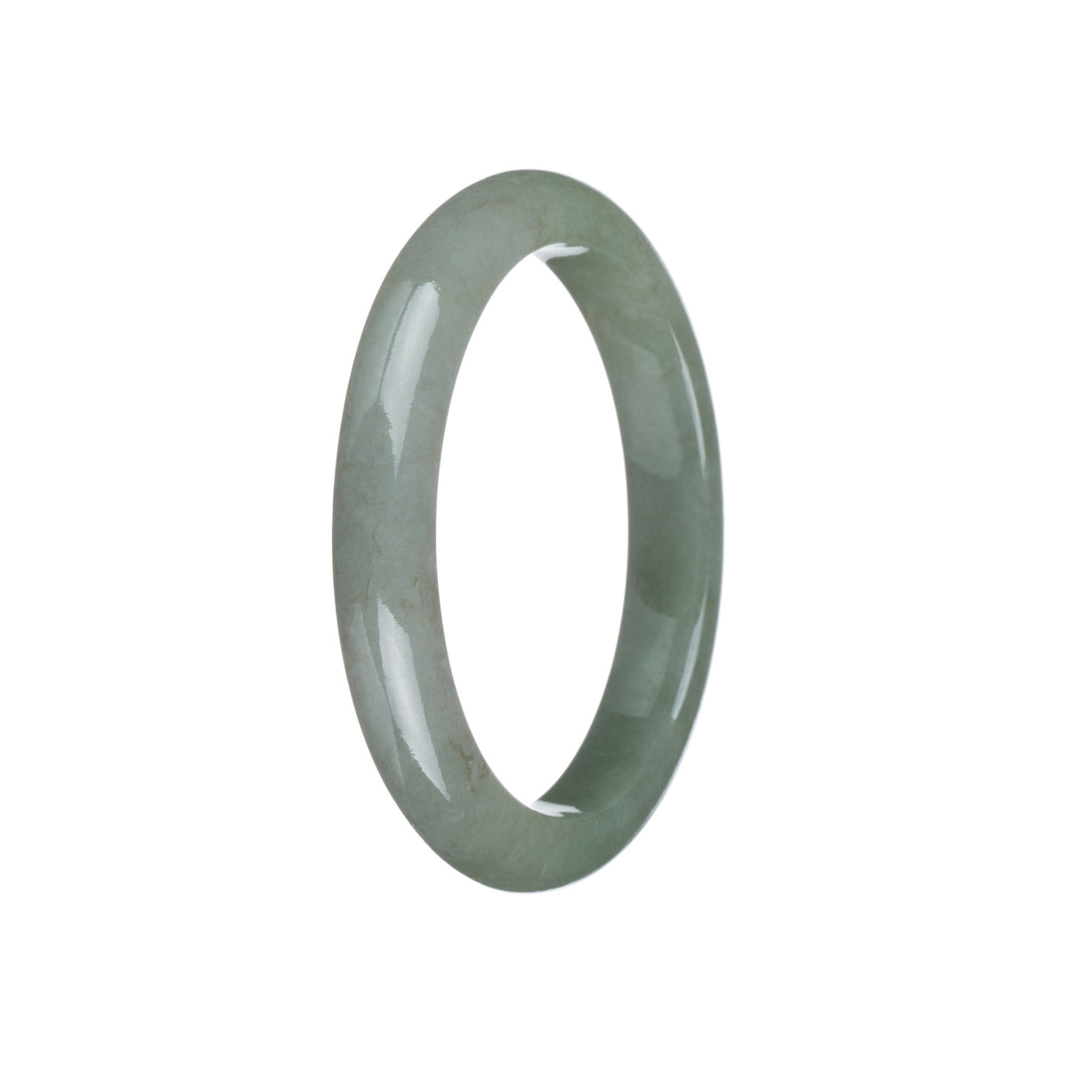 Authentic Untreated Green Traditional Jade Bangle - 51mm Semi Round