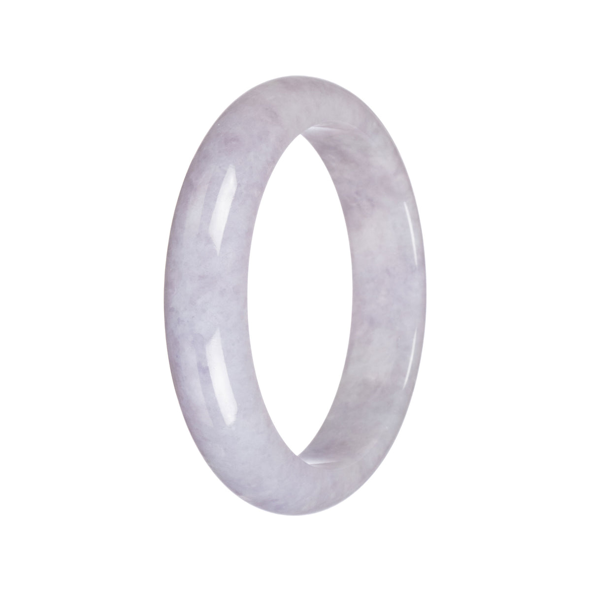 Real Natural Lavender Burma Jade Bangle - 61mm Half Moon