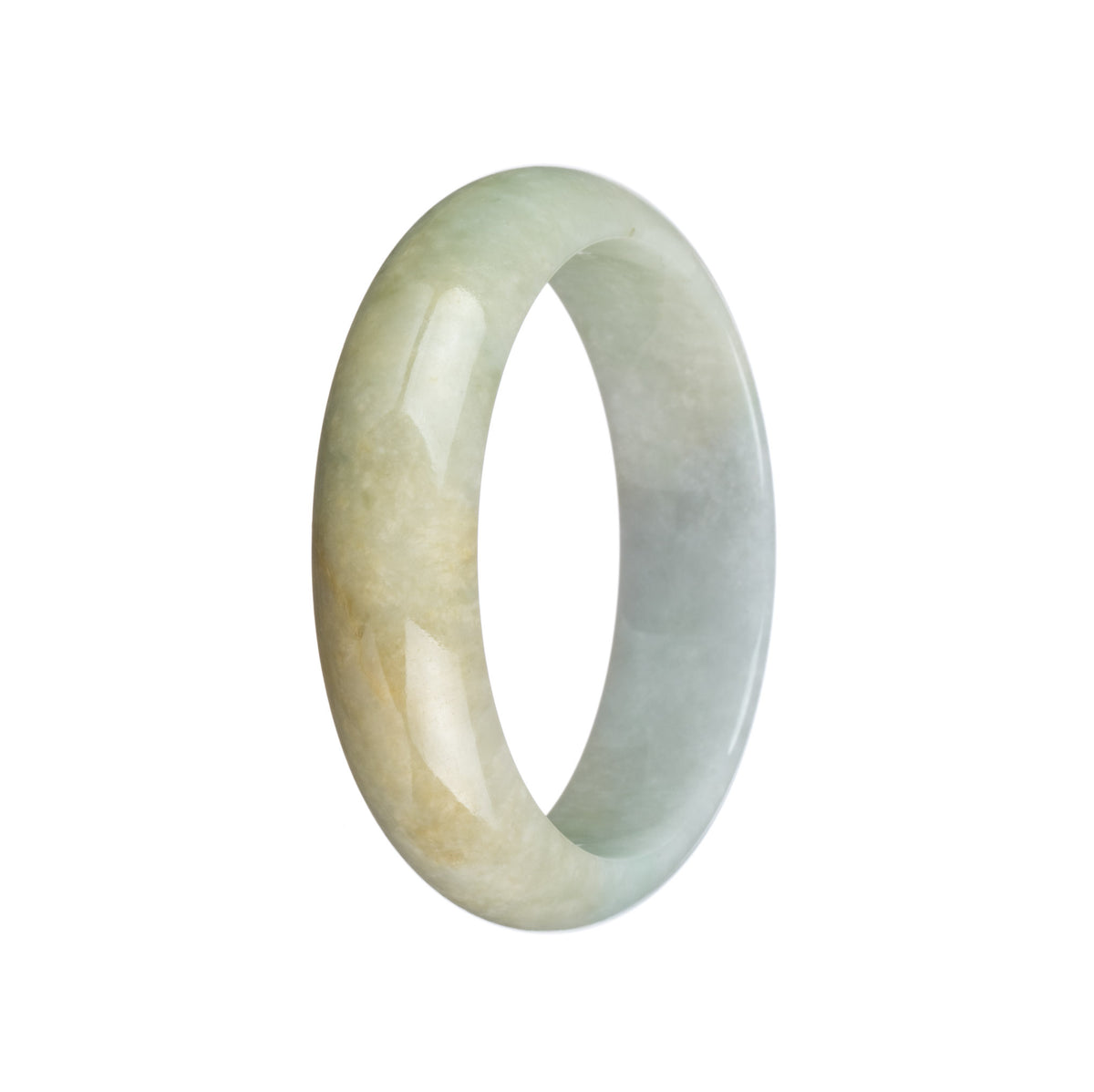 Genuine Grade A Brown, Pale Green and White Traditional Jade Bracelet - 53mm Half Moon