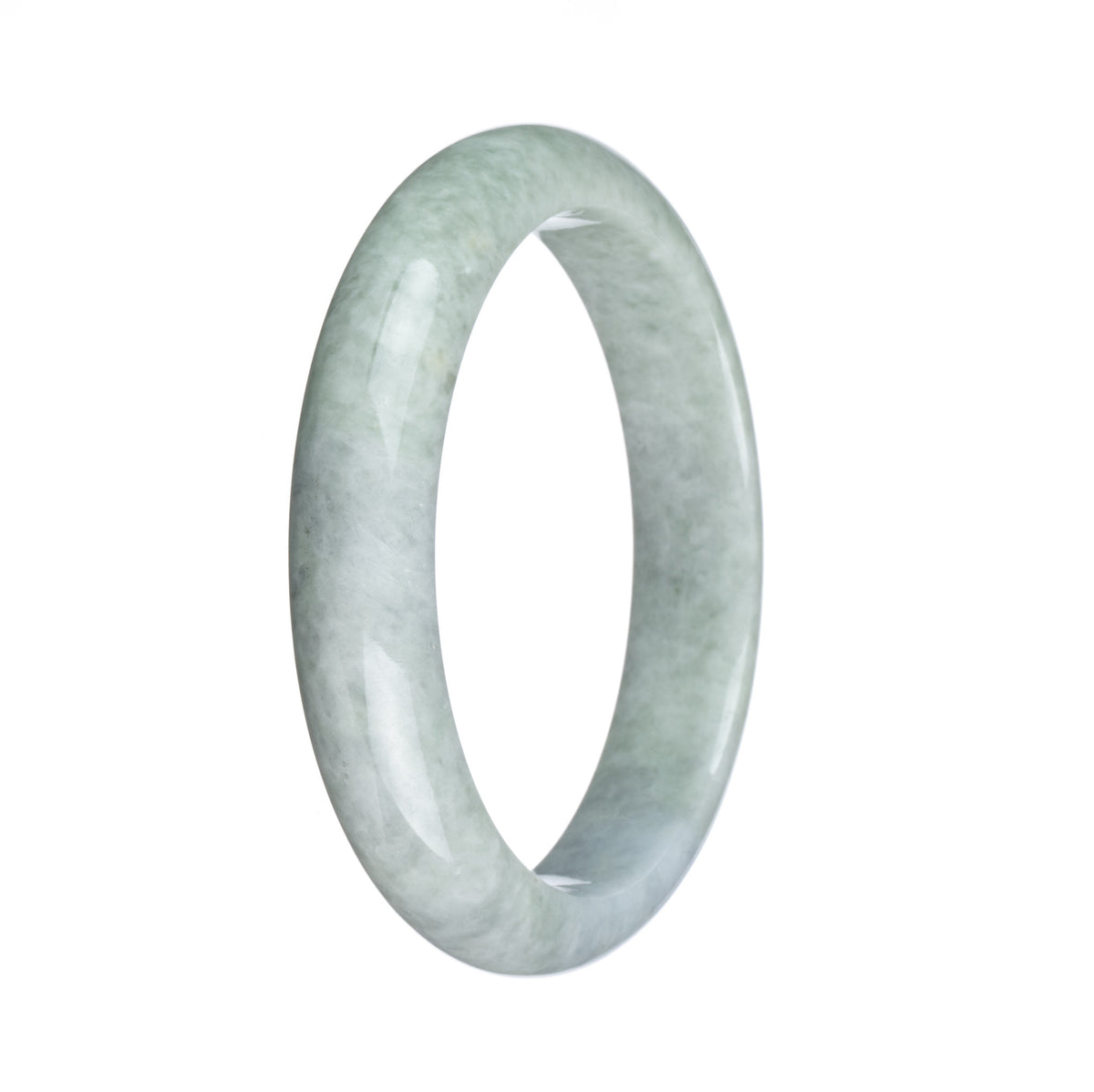 Genuine Type A Green with Lavender Patch Traditional Jade Bracelet - 59mm Half Moon