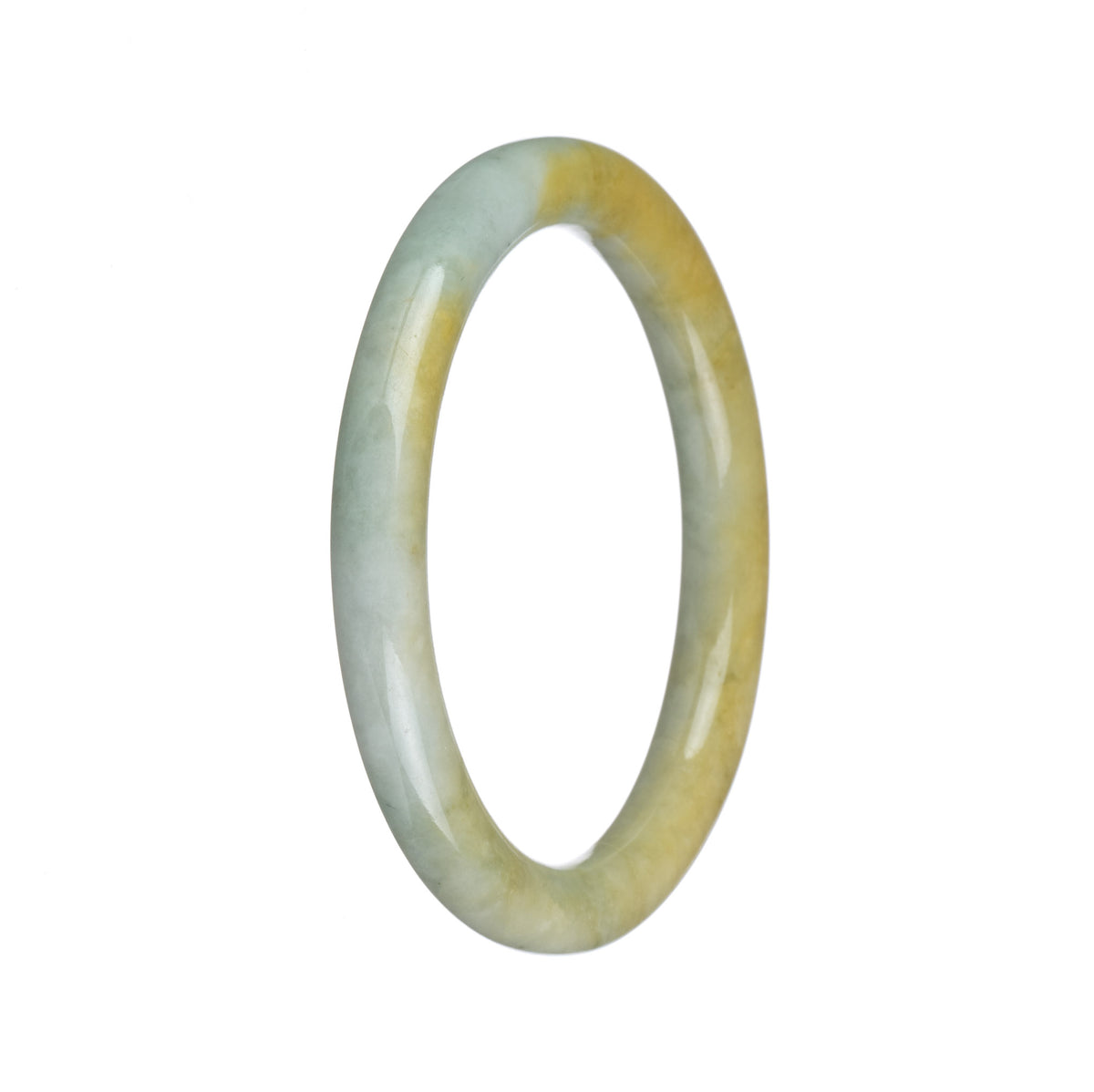 Authentic Type A Light Green with Yellow Burma Jade Bracelet - 55mm Petite Round