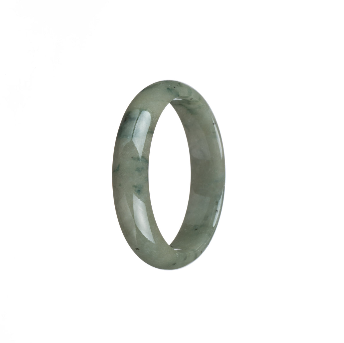 Genuine Grade A Green Pattern Jadeite Jade Bangle - 43mm Half Moon