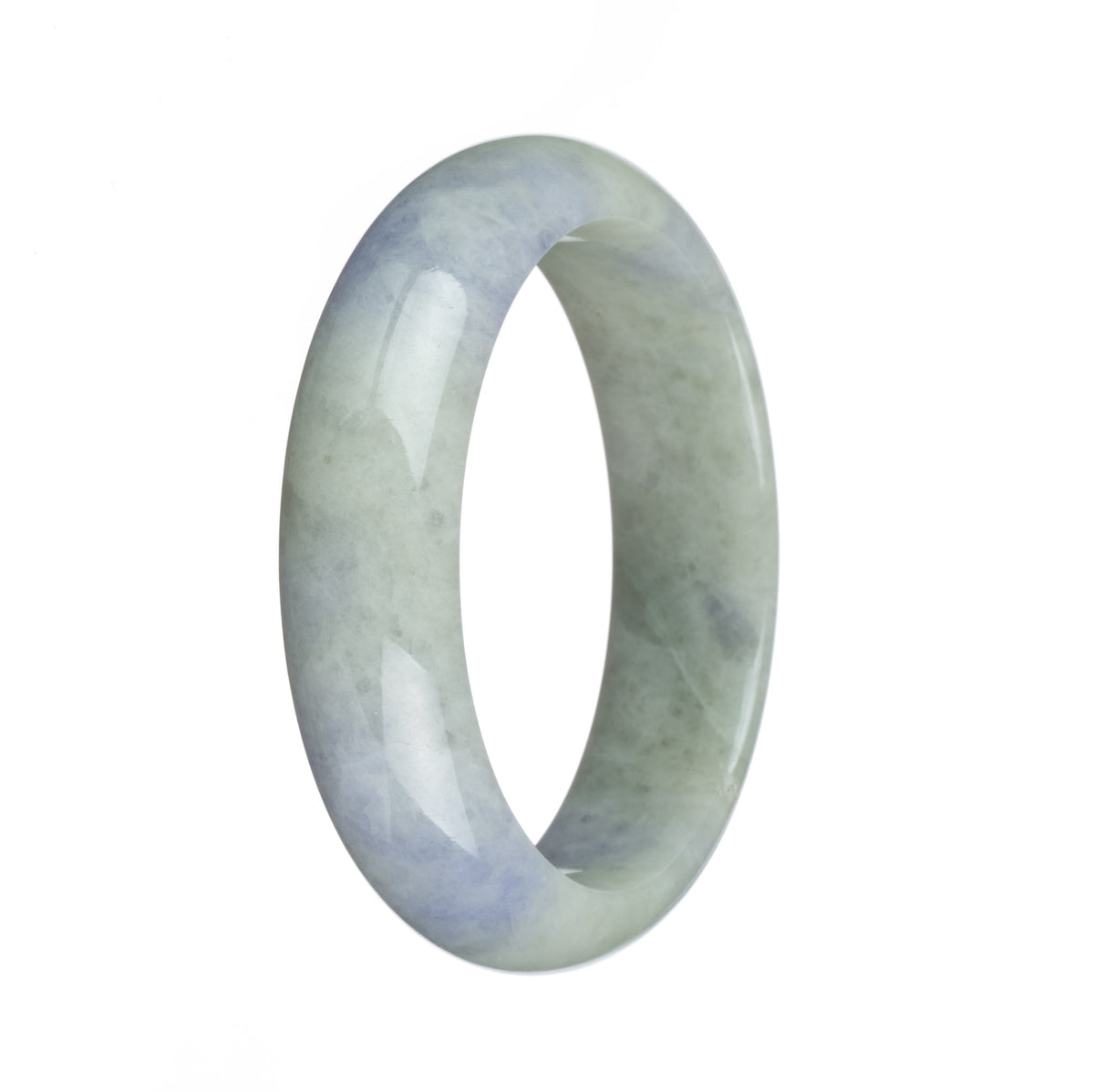 Genuine Grade A Green and Lavender Burma Jade Bangle - 57mm Half Moon