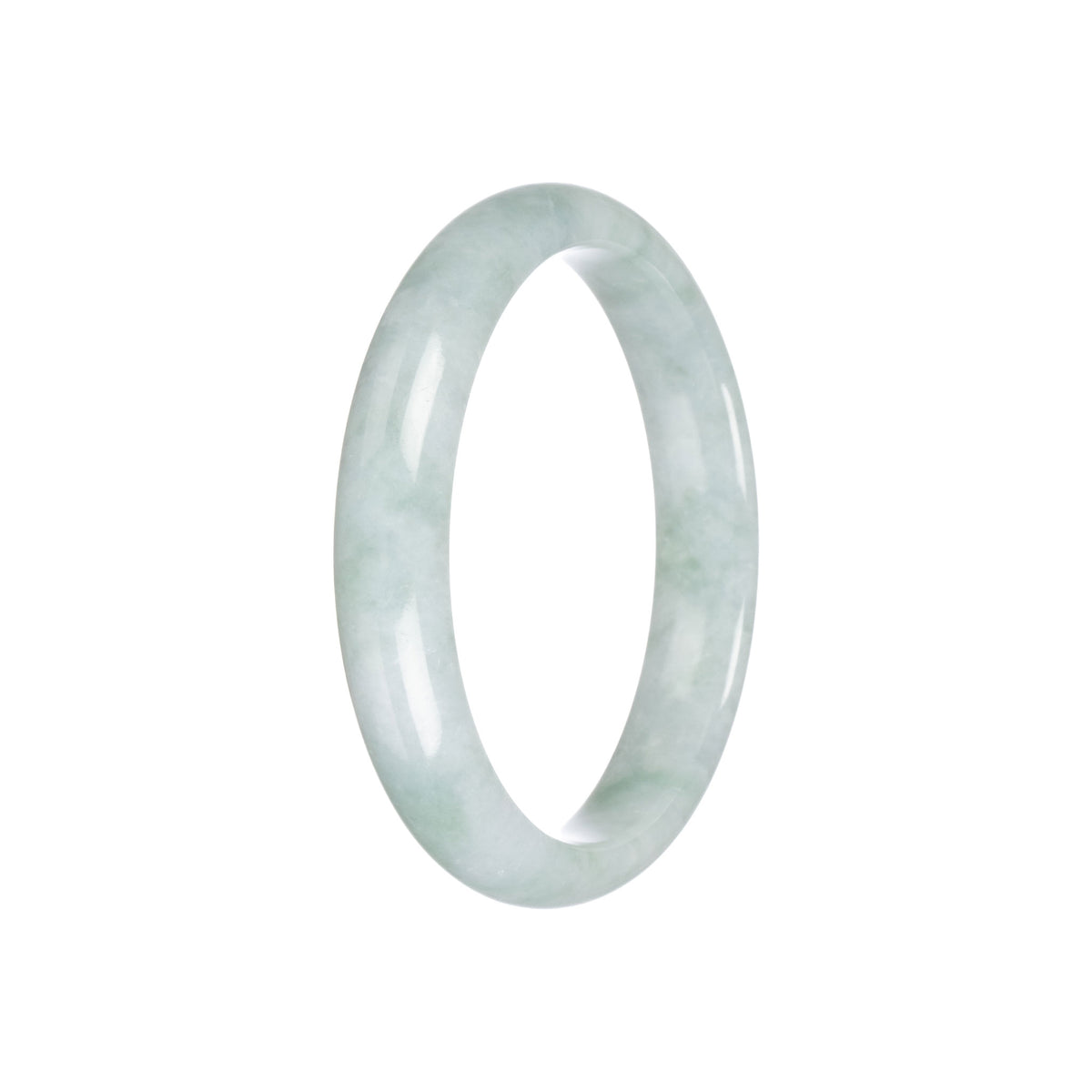 Real Natural Pale Green Traditional Jade Bangle Bracelet - 57mm Half Moon