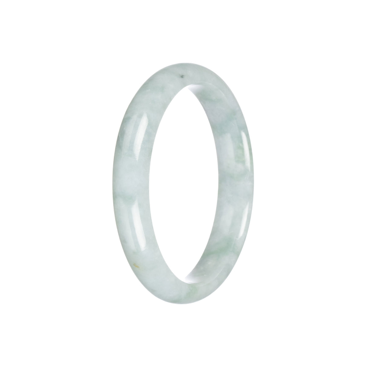 Real Natural Pale Green Traditional Jade Bangle Bracelet - 57mm Half Moon