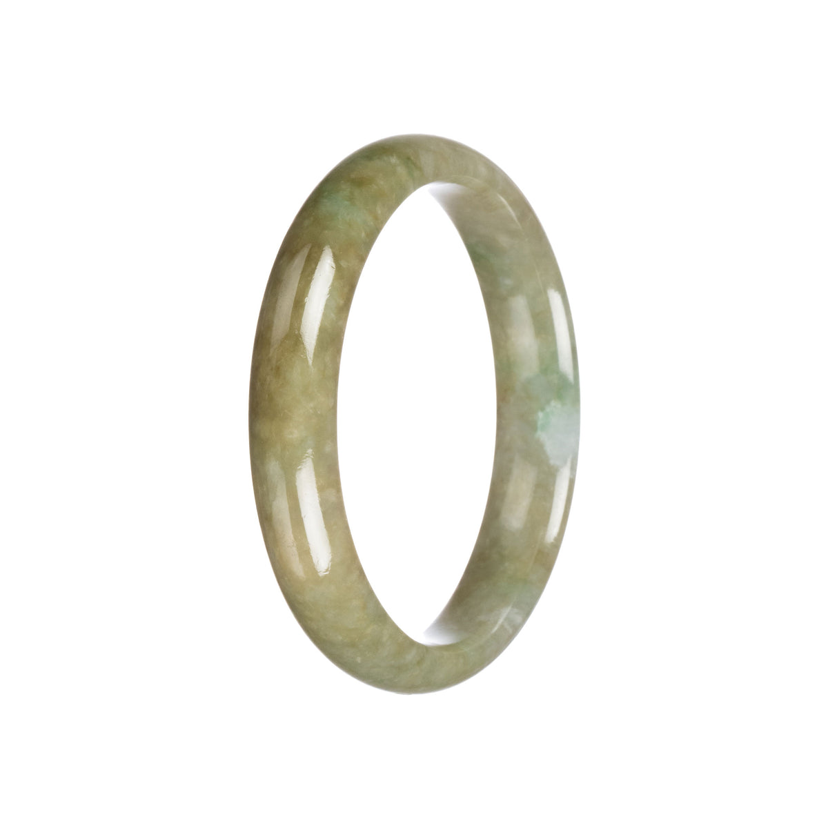 Authentic Grade A Brownish Green Burmese Jade Bangle Bracelet - 58mm Half Moon