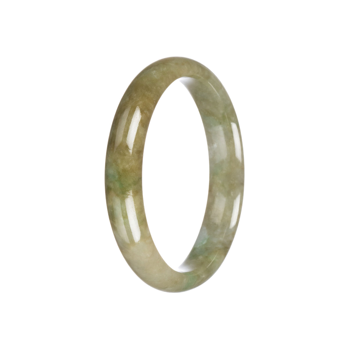 Authentic Grade A Brownish Green Burmese Jade Bangle Bracelet - 58mm Half Moon