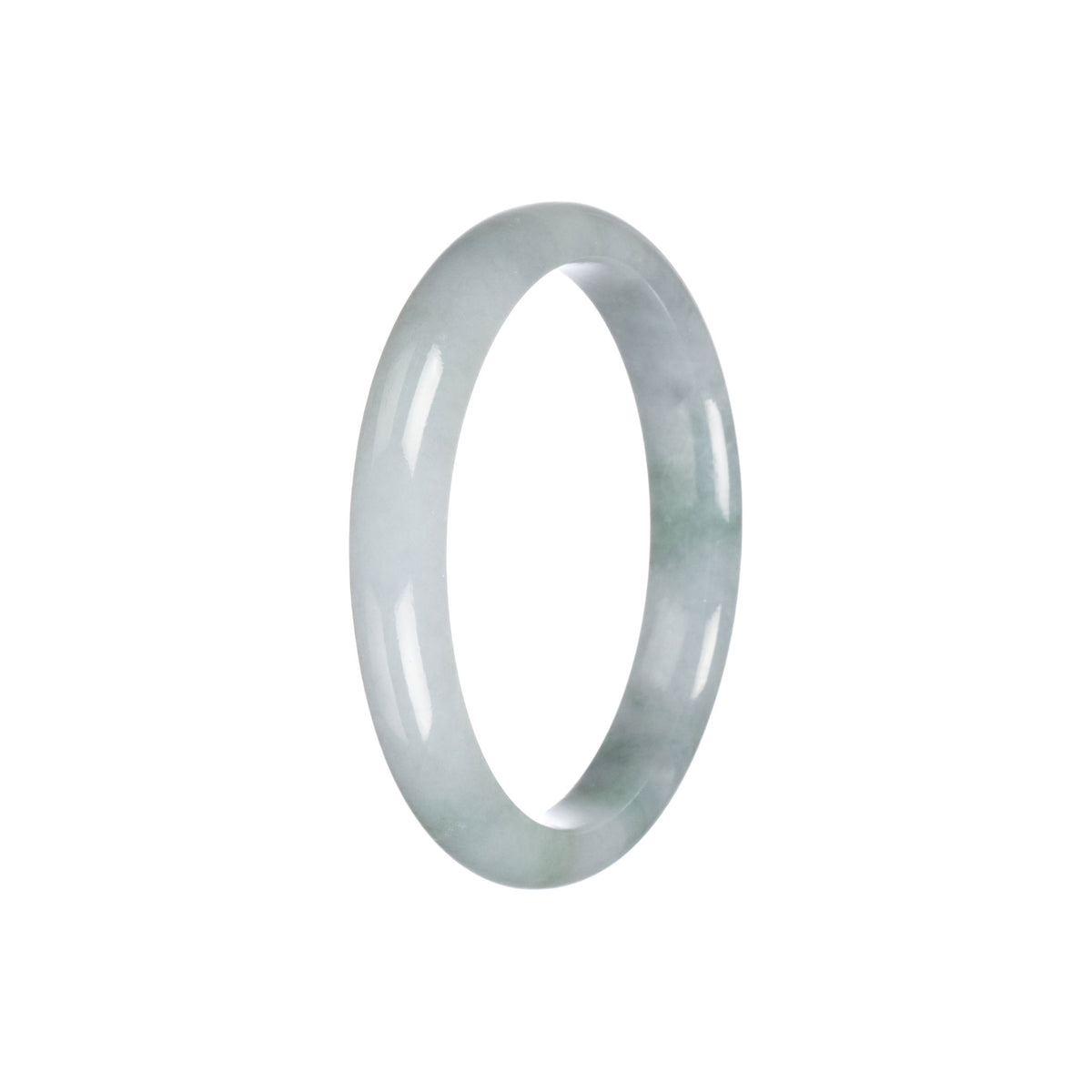 Real Type A Green Grey Traditional Jade Bangle Bracelet - 55mm Semi Round