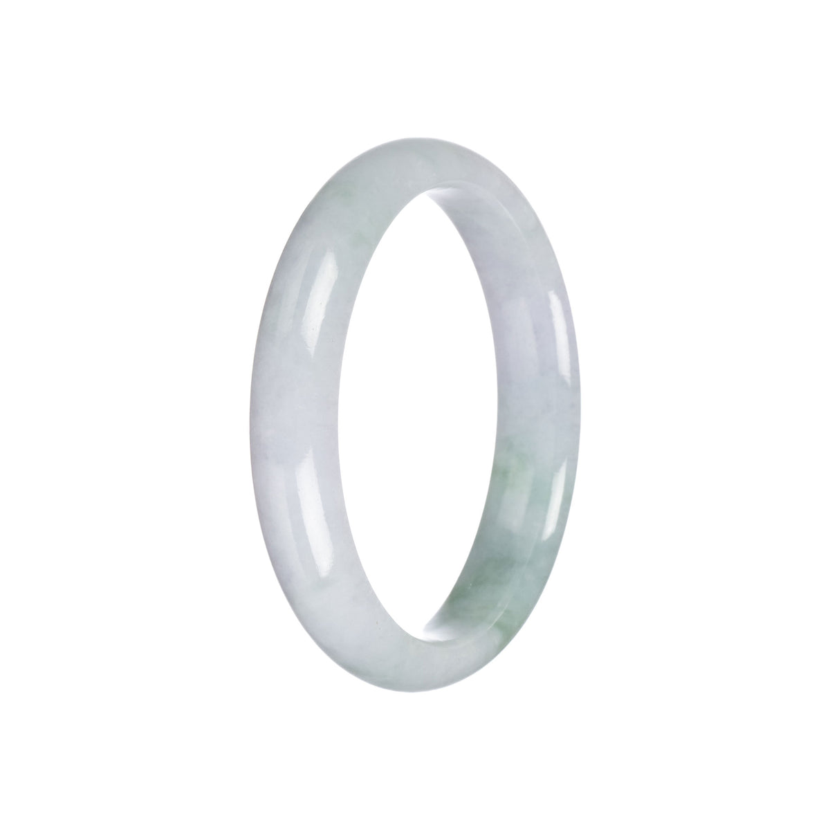 Genuine Natural White with Light Green Traditional Jade Bracelet - 57mm Half Moon