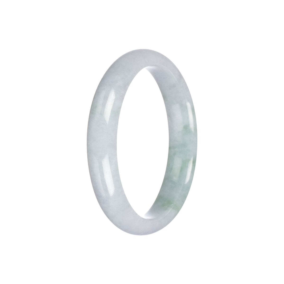 Genuine Natural White with Light Green Traditional Jade Bracelet - 57mm Half Moon