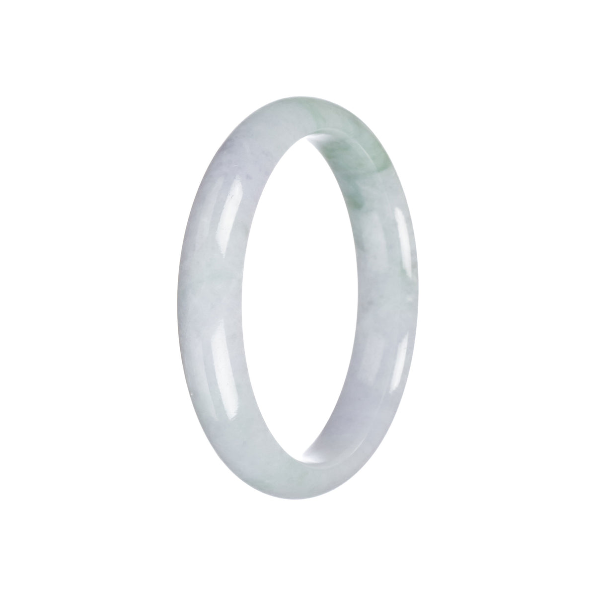 Genuine Natural White with Light Green Traditional Jade Bracelet - 57mm Half Moon