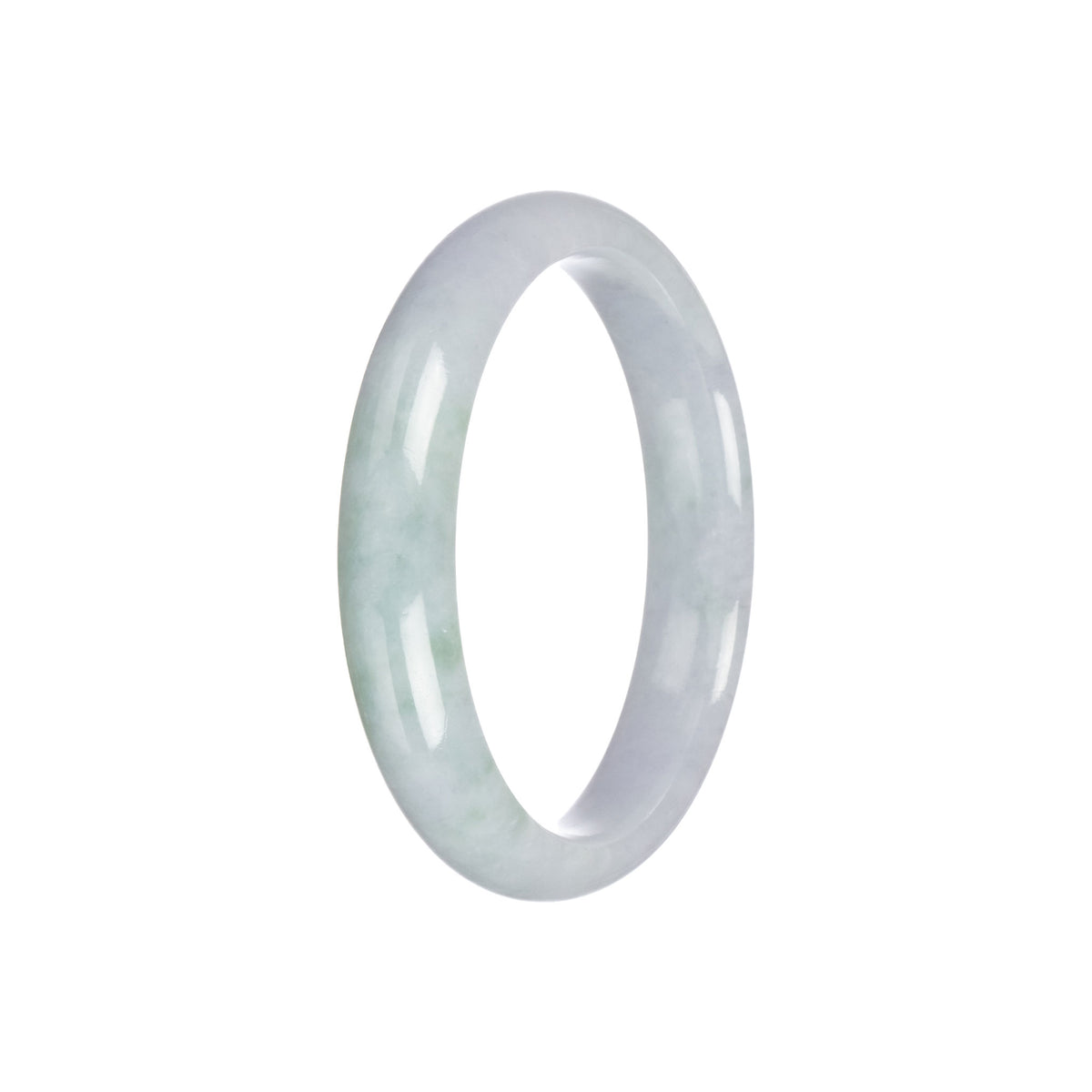 Genuine Natural White with Light Green Traditional Jade Bracelet - 57mm Half Moon