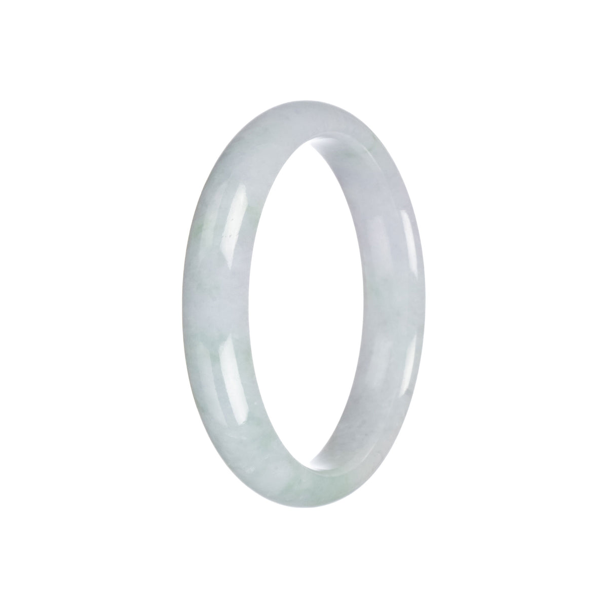 Authentic Type A Light Green with White Jadeite Jade Bangle - 57mm Half Moon