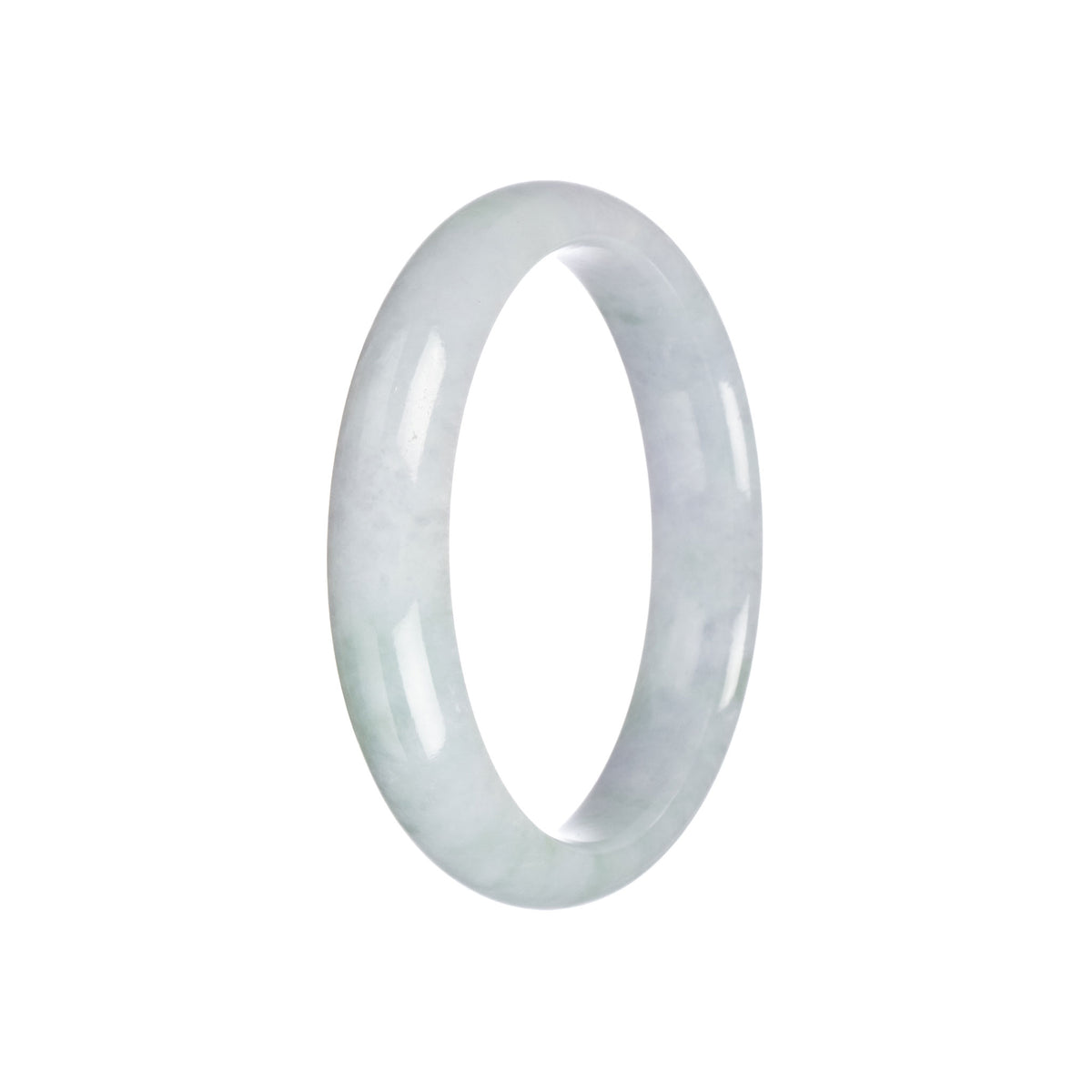 Authentic Type A Light Green with White Jadeite Jade Bangle - 57mm Half Moon