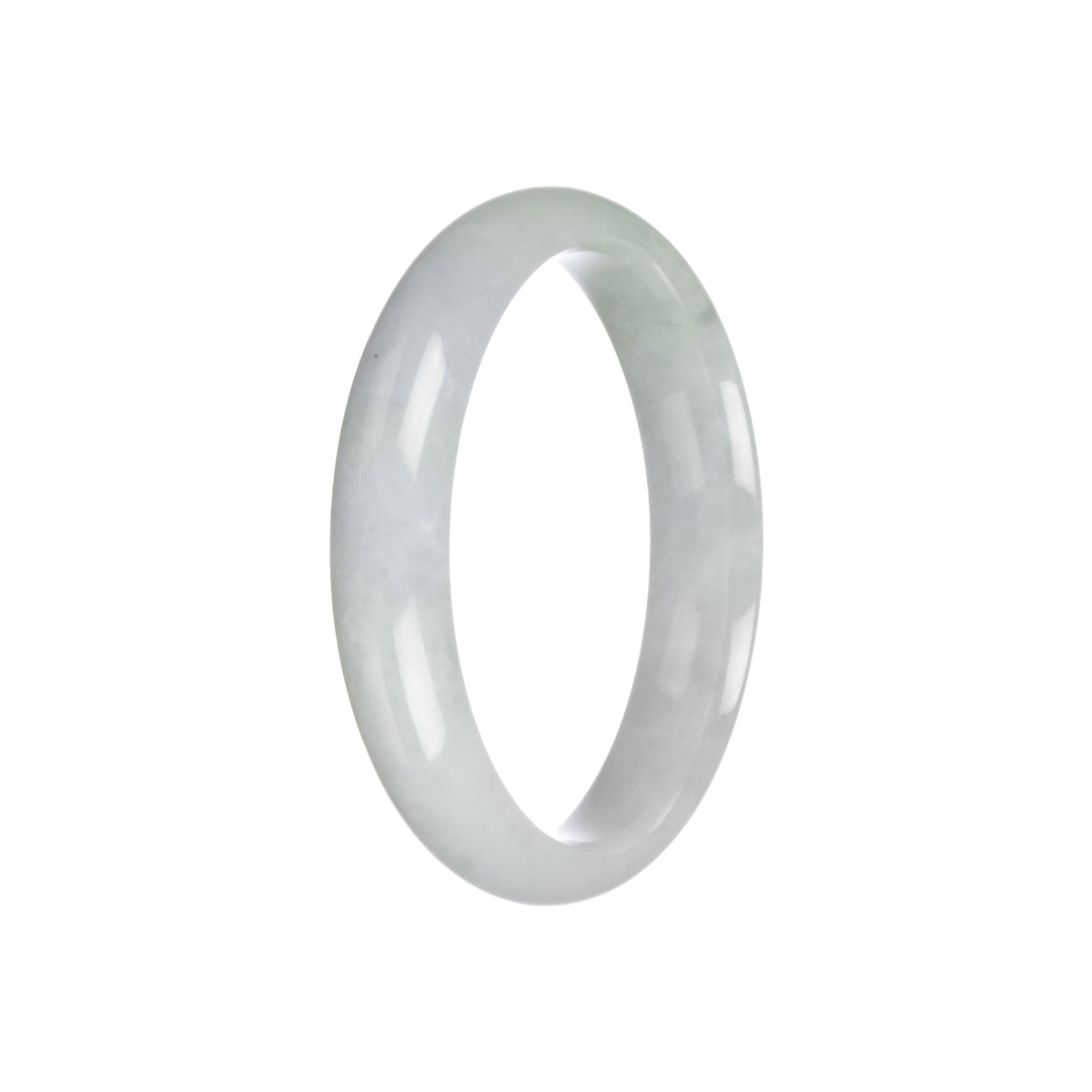 Real Natural Pale Green Burmese Jade Bracelet - 56mm Half Moon