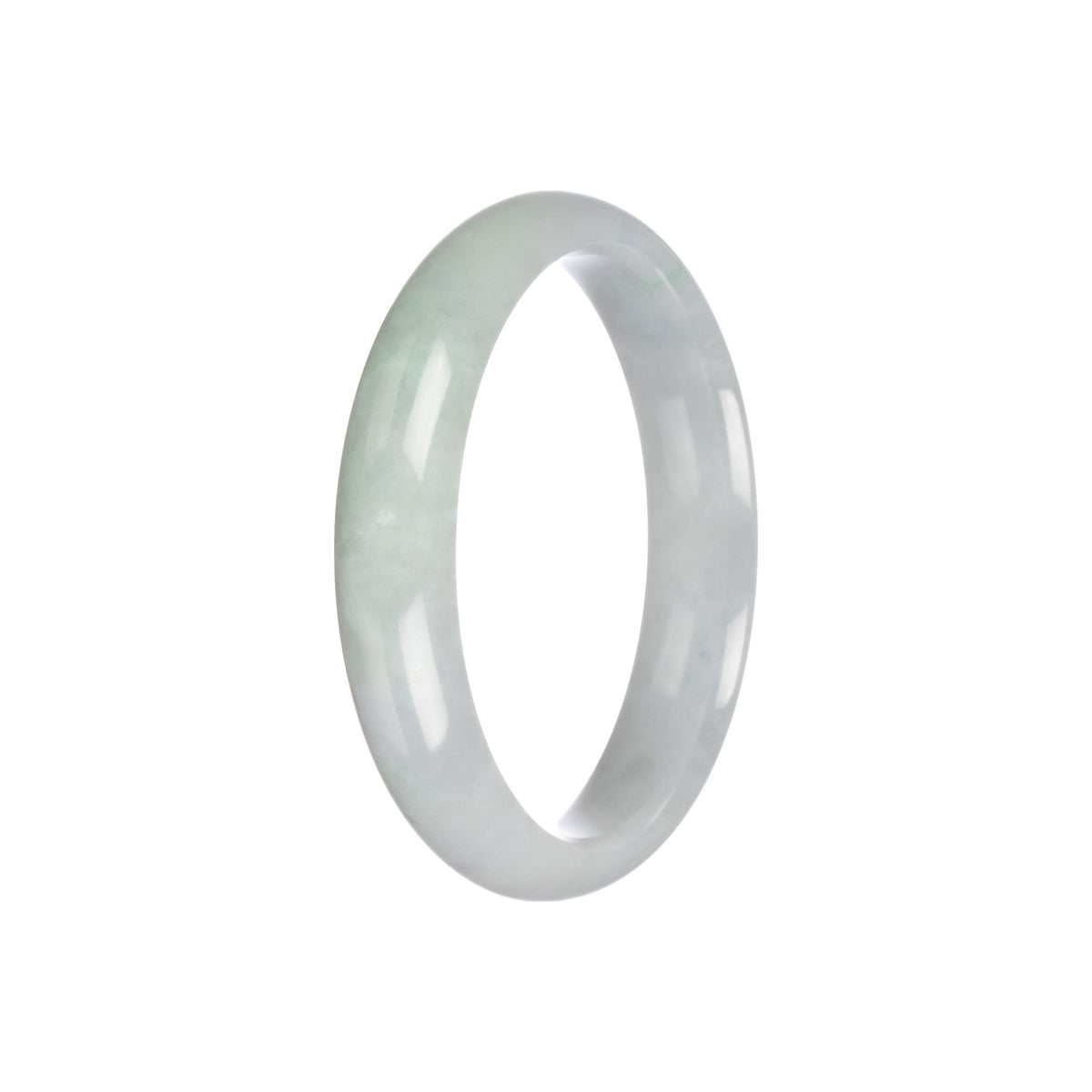 Real Natural Pale Green Burmese Jade Bracelet - 56mm Half Moon