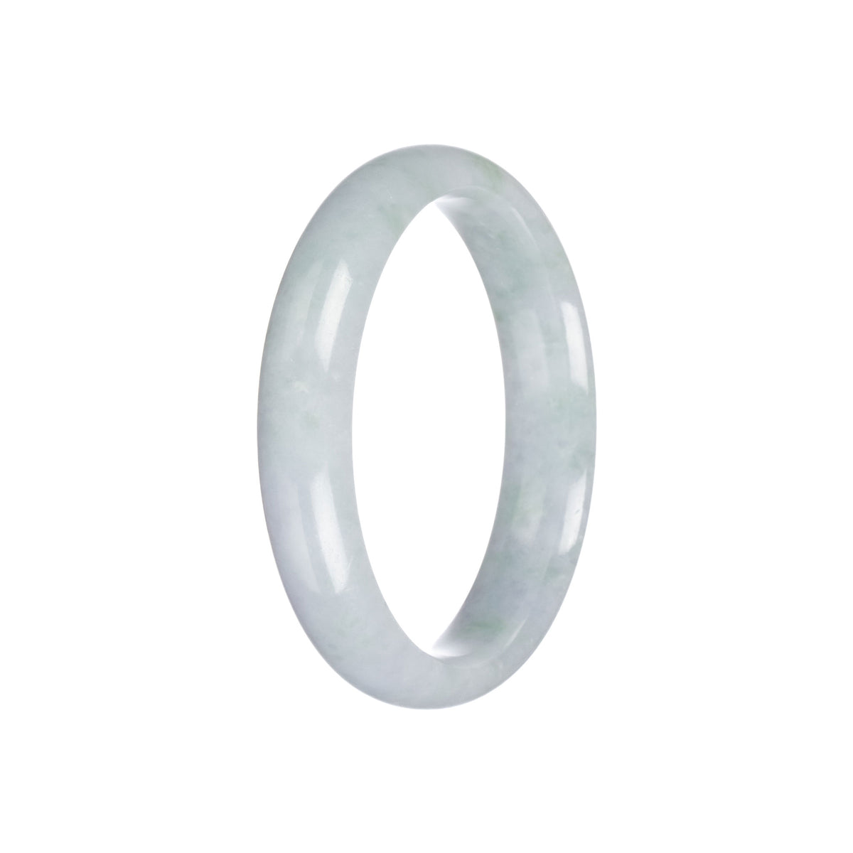 Genuine Natural Light Grey with Light Green Pattern Jadeite Bangle - 56mm Half Moon