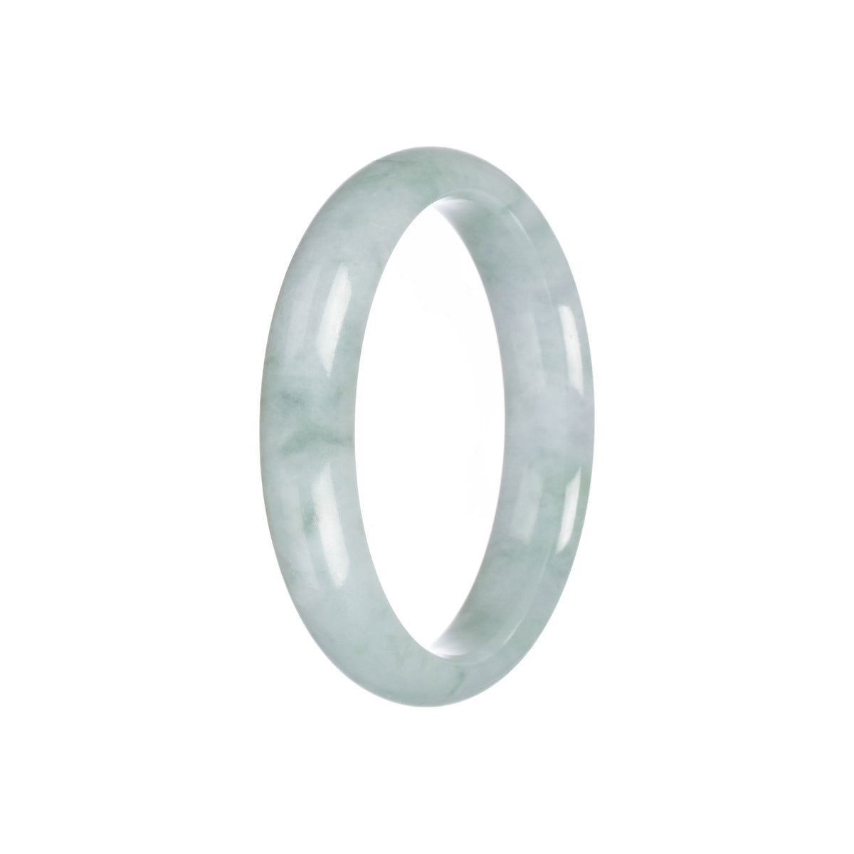 Genuine Grade A Light Green Burmese Jade Bangle Bracelet - 57mm Half Moon