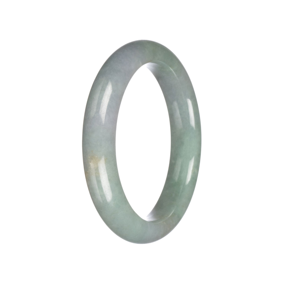 Certified Grade A Green Jadeite Bangle Bracelet - 58mm Semi Round