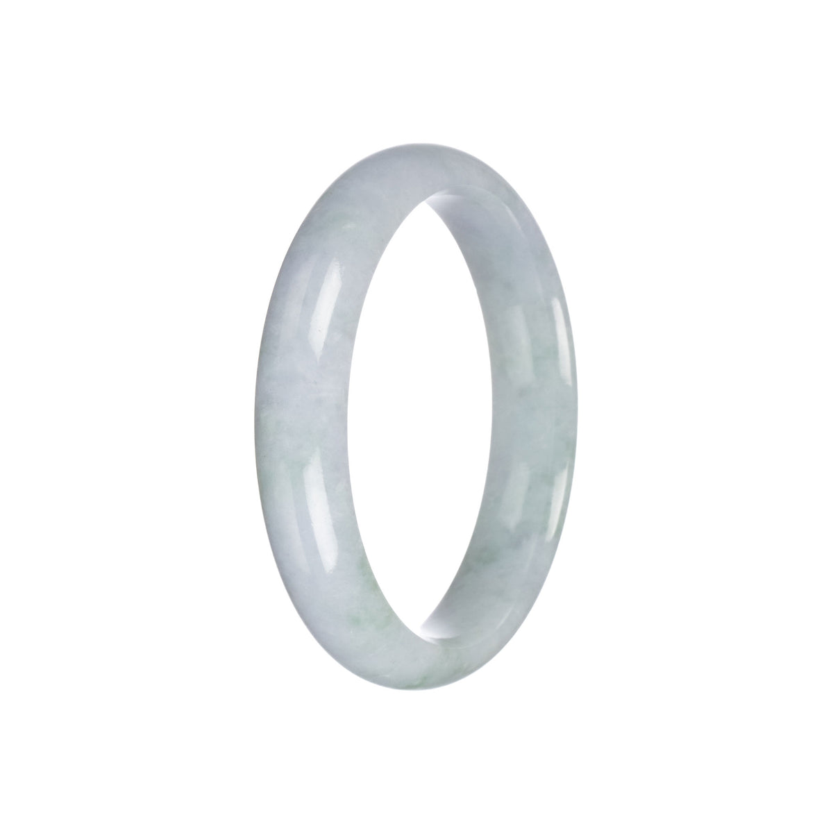 Genuine Grade A Light Grey with Green Pattern Jade Bangle - 57mm Half Moon