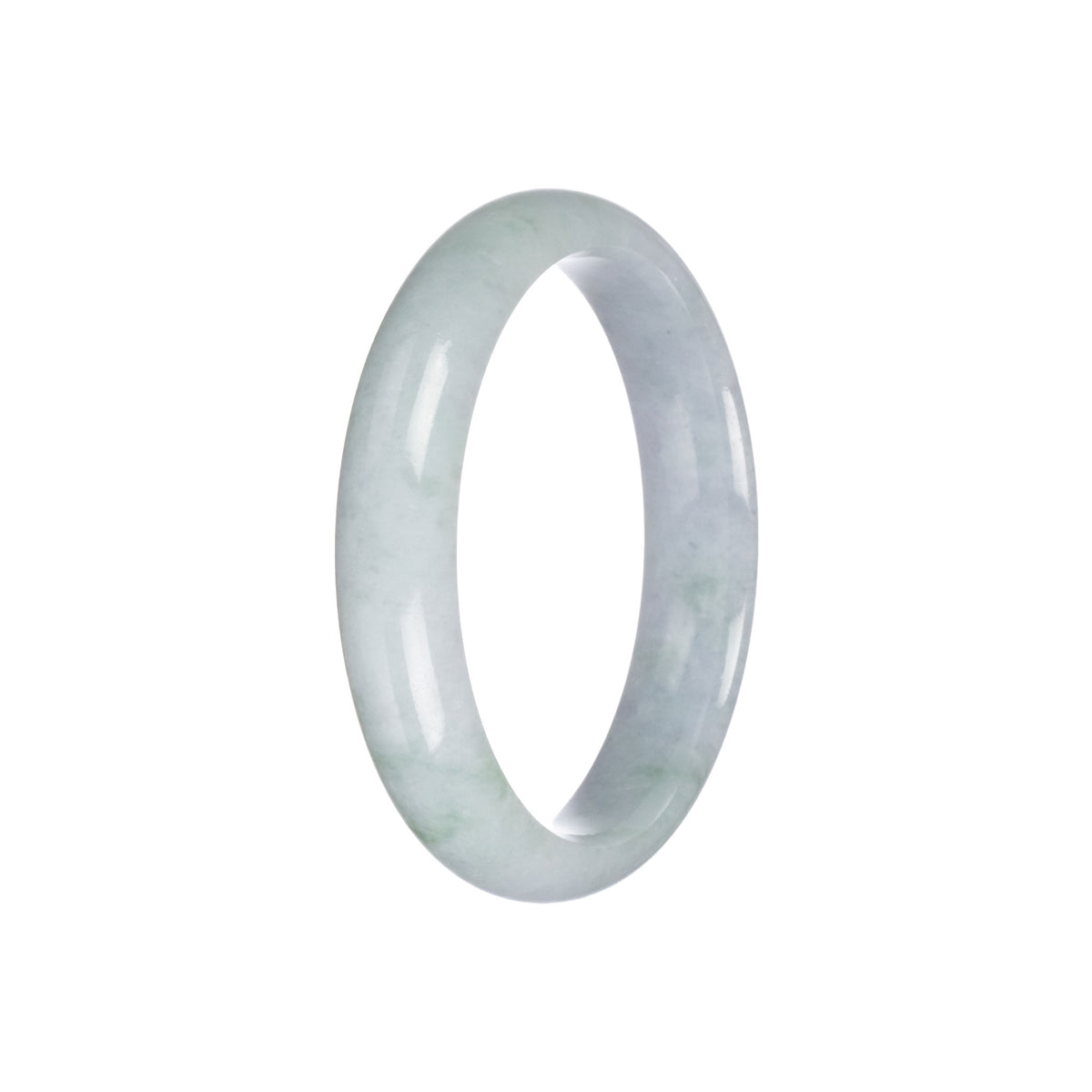 Genuine Grade A Light Grey with Green Pattern Jade Bangle - 57mm Half Moon