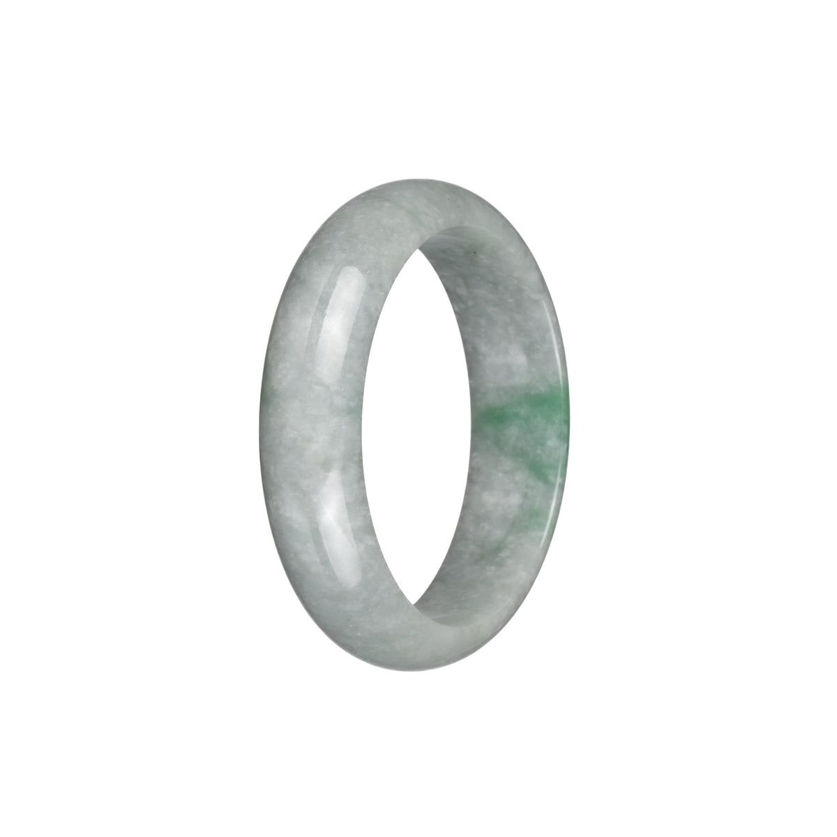 Real Grade A Light Green with Apple Green Patch Burma Jade Bracelet - 50mm Half Moon