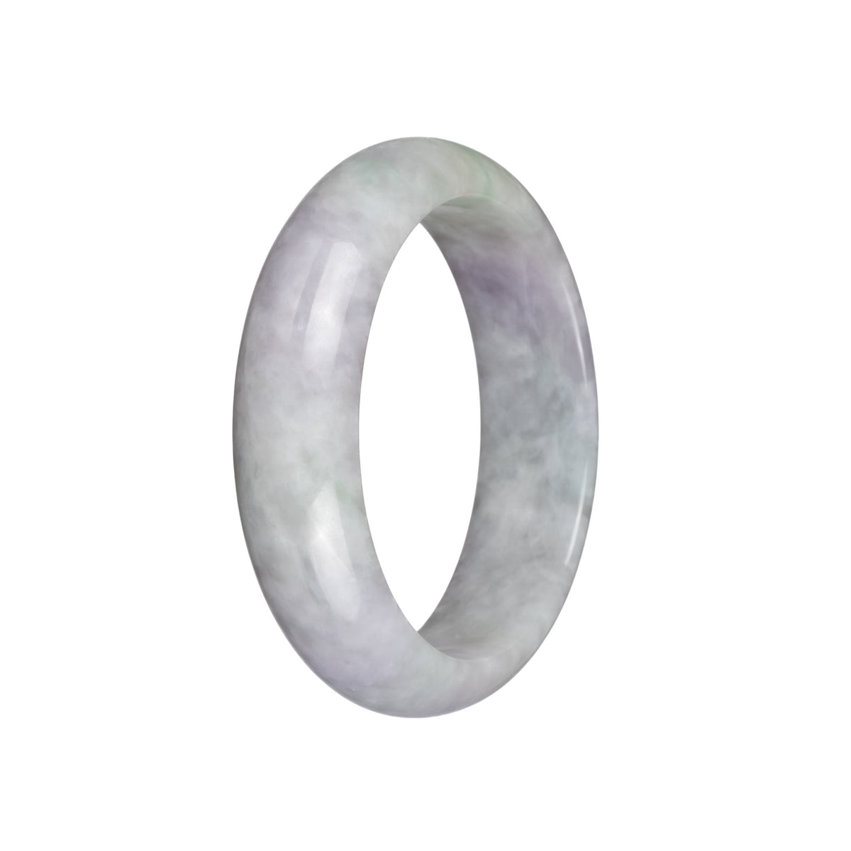 Genuine Natural Light Green with Lavender Jade Bangle - 58mm Half Moon