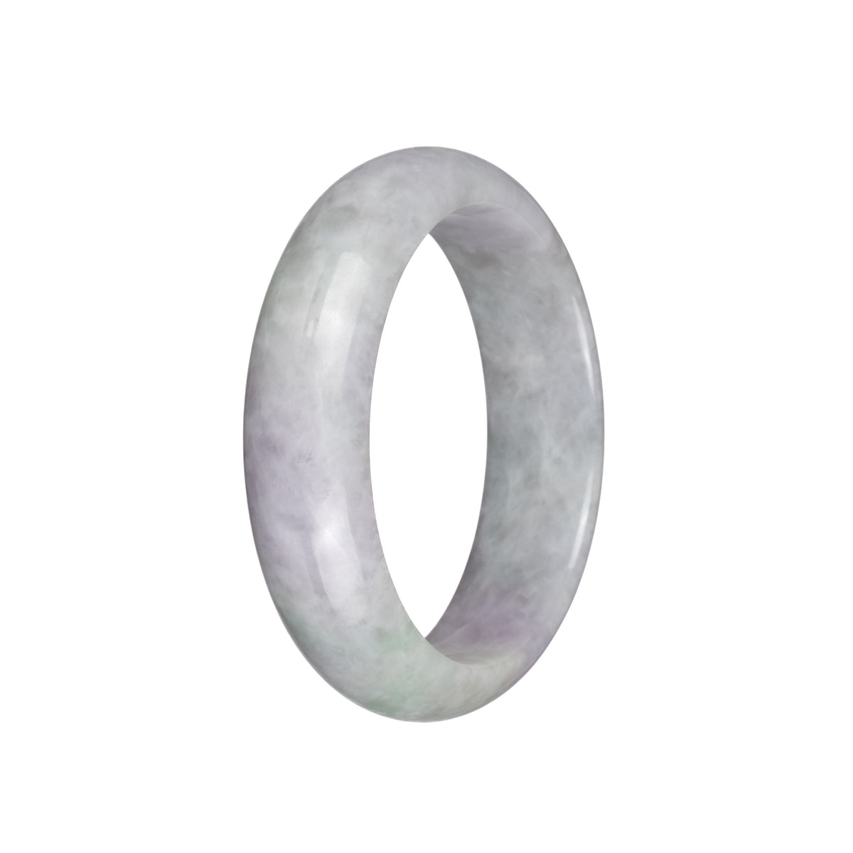 Genuine Natural Light Green with Lavender Jade Bangle - 58mm Half Moon