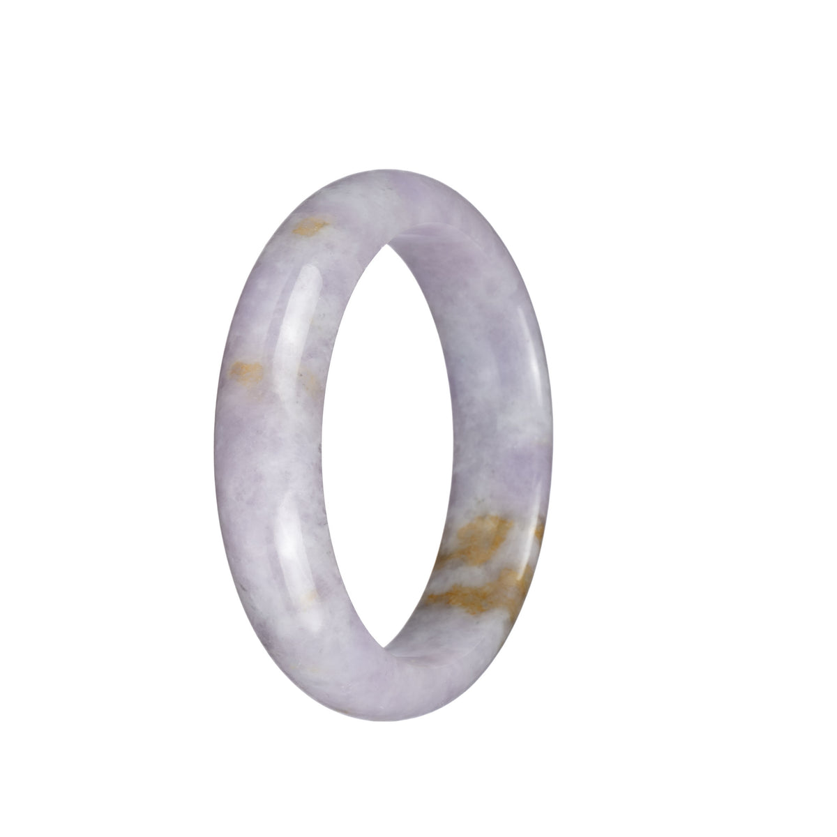 Genuine Type A Pale Lavender with Brown Patch Jade Bangle Bracelet - 55mm Half Moon