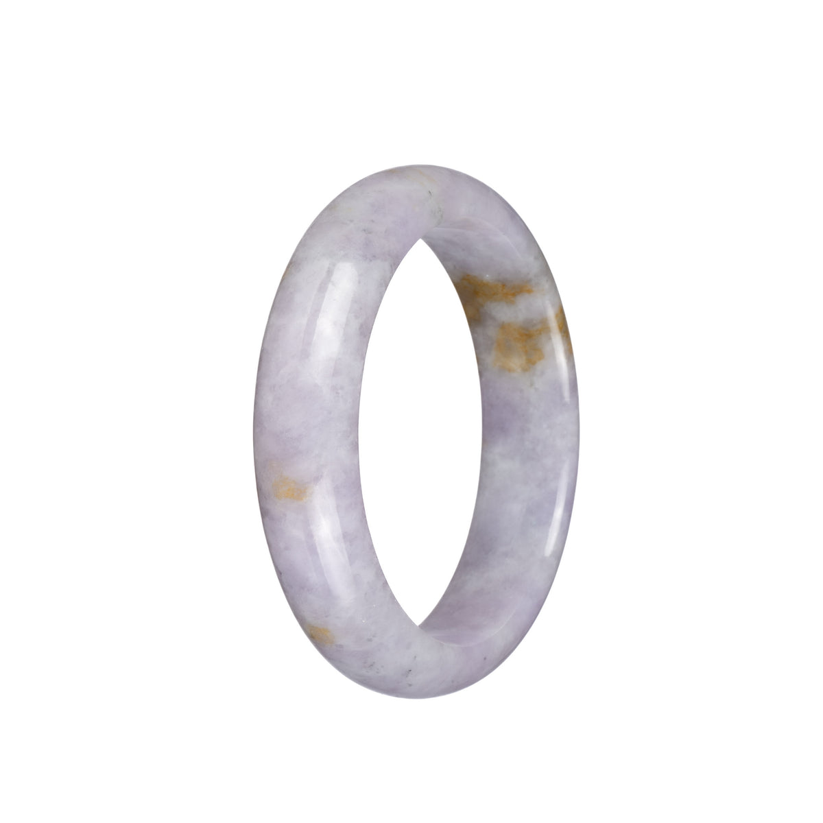 Genuine Type A Pale Lavender with Brown Patch Jade Bangle Bracelet - 55mm Half Moon