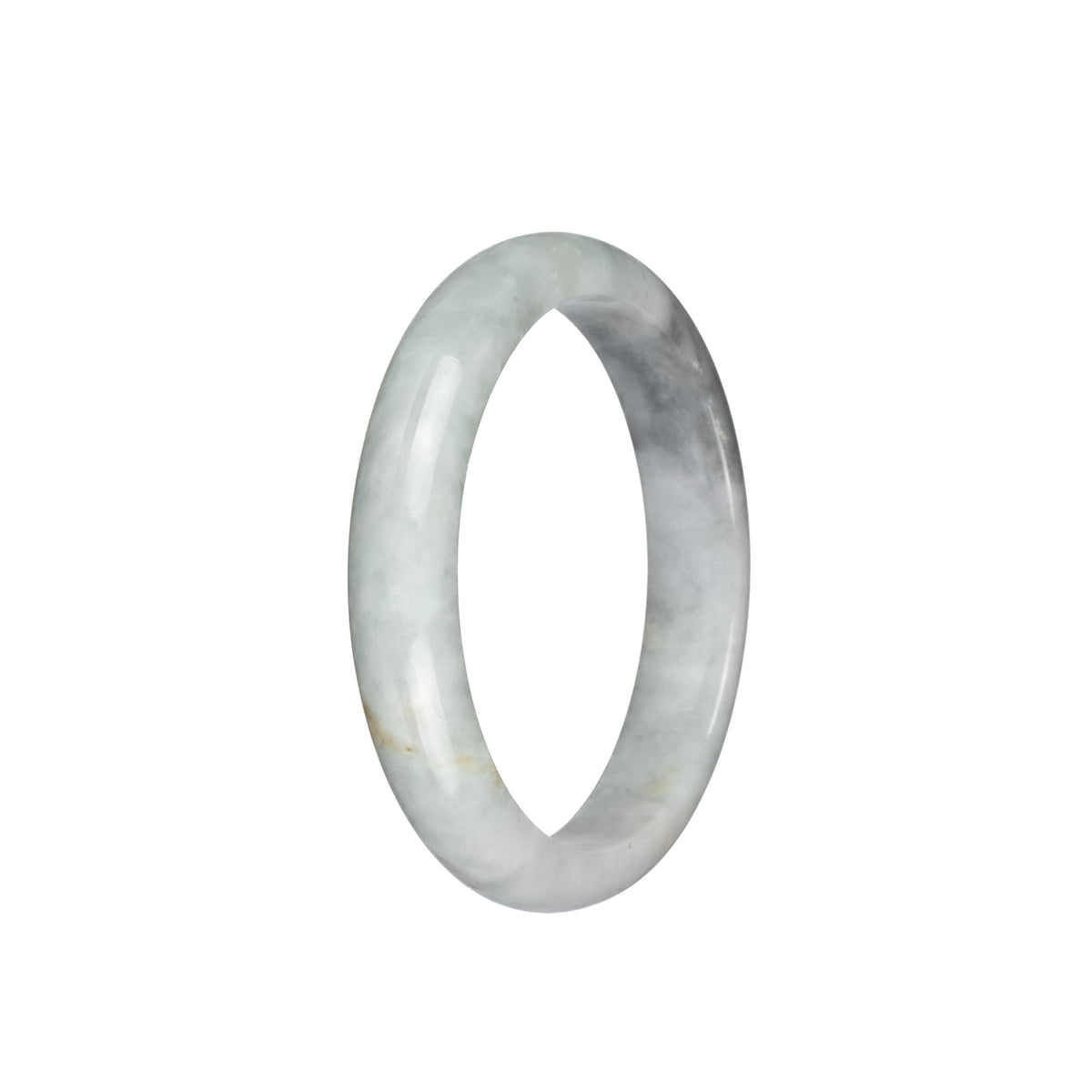 Real Type A Grey with Light Green Burma Jade Bangle - 55mm Half Moon