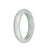 Certified Grade A White with Light Green Patch Traditional Jade Bangle Bracelet - 58mm Half Moon