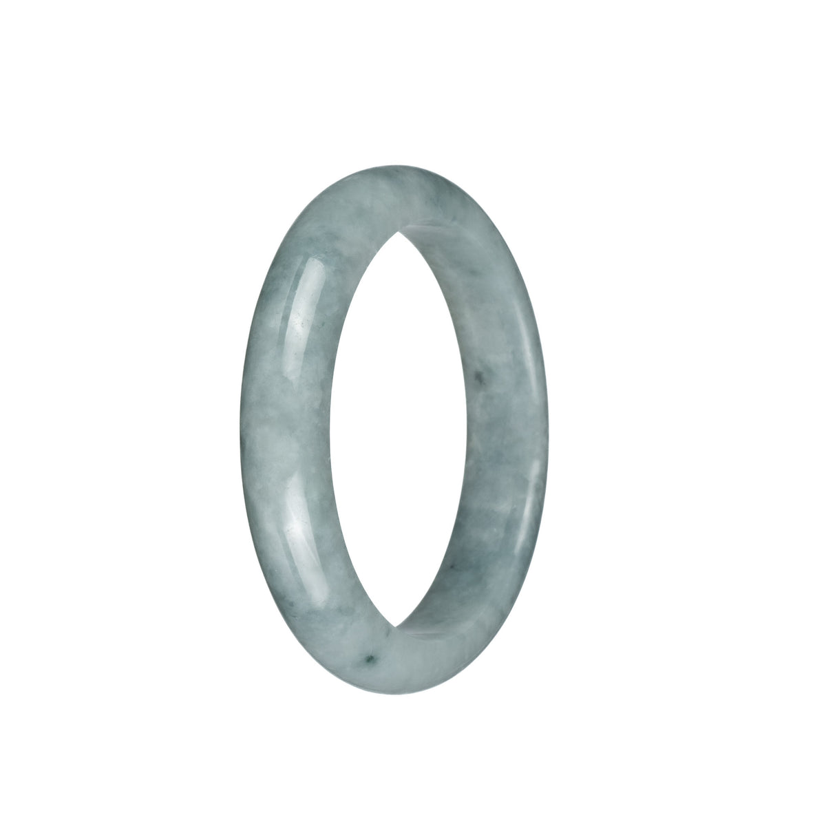 Genuine Grade A Greyish Green Jadeite Bracelet - 55mm Semi Round