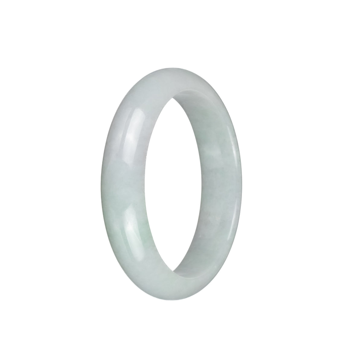 Genuine Untreated White with Light GreenJadeite Bangle - 55mm Half Moon