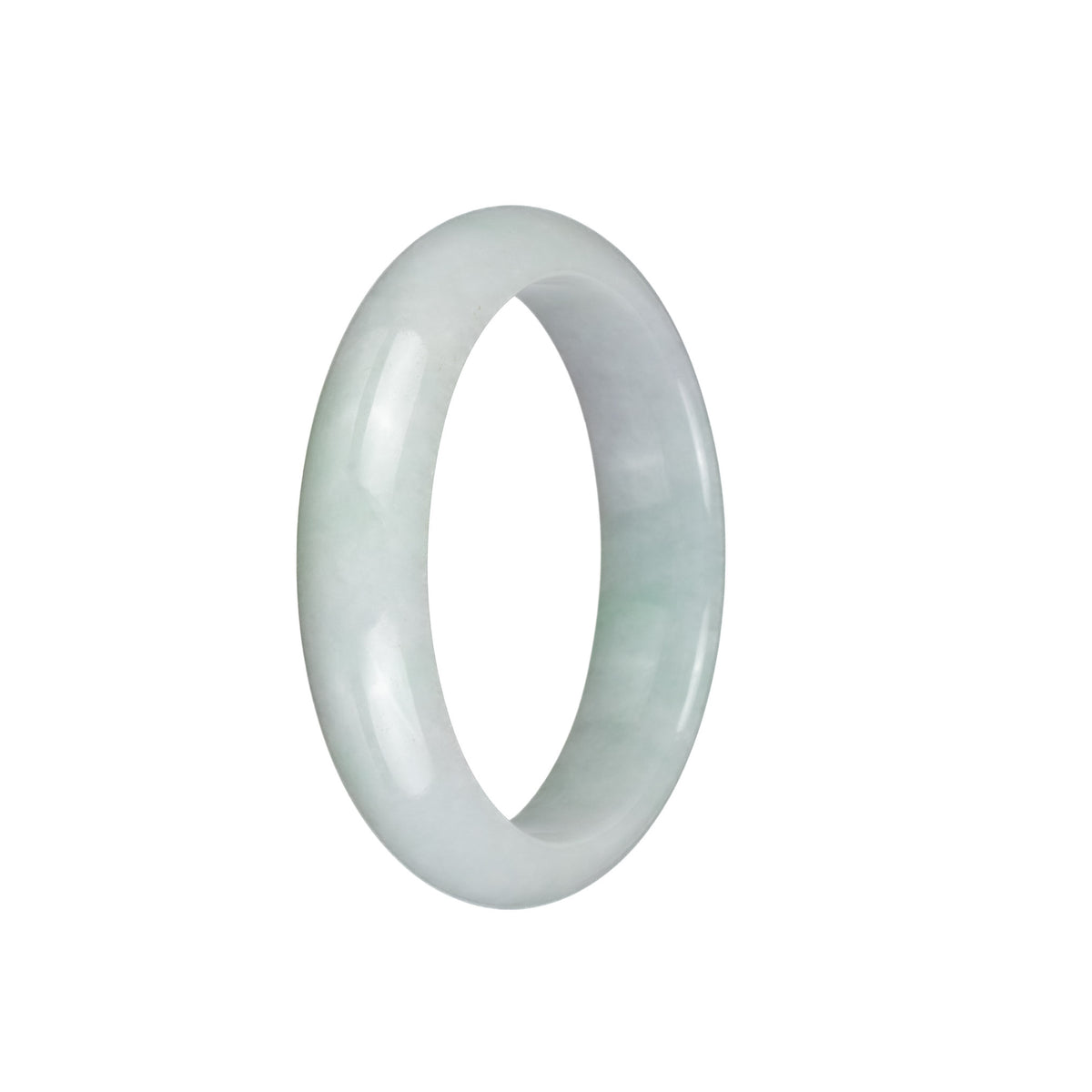 Genuine Untreated White with Light GreenJadeite Bangle - 55mm Half Moon