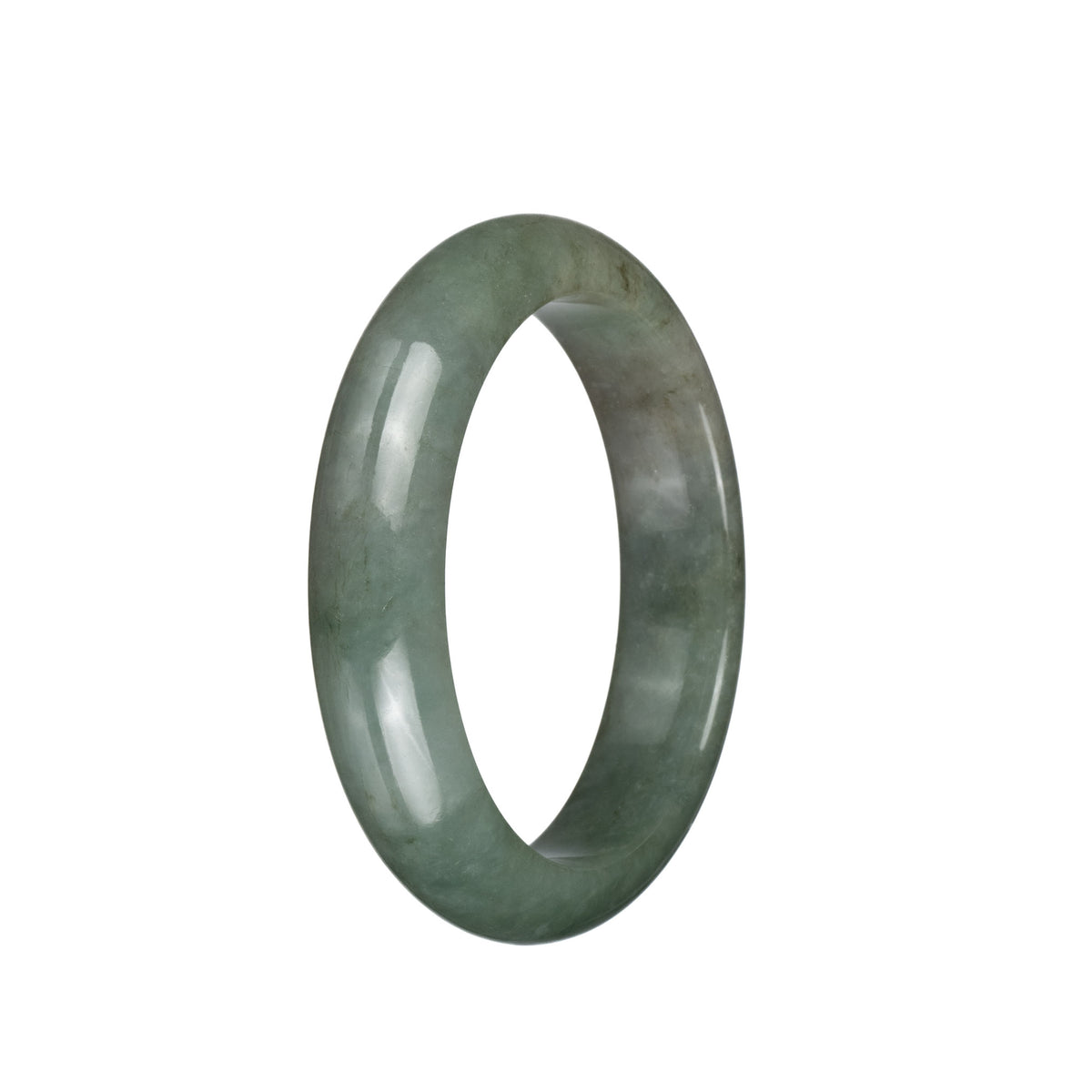 Genuine Untreated Olive Green Traditional Jade Bangle - 56mm Half Moon