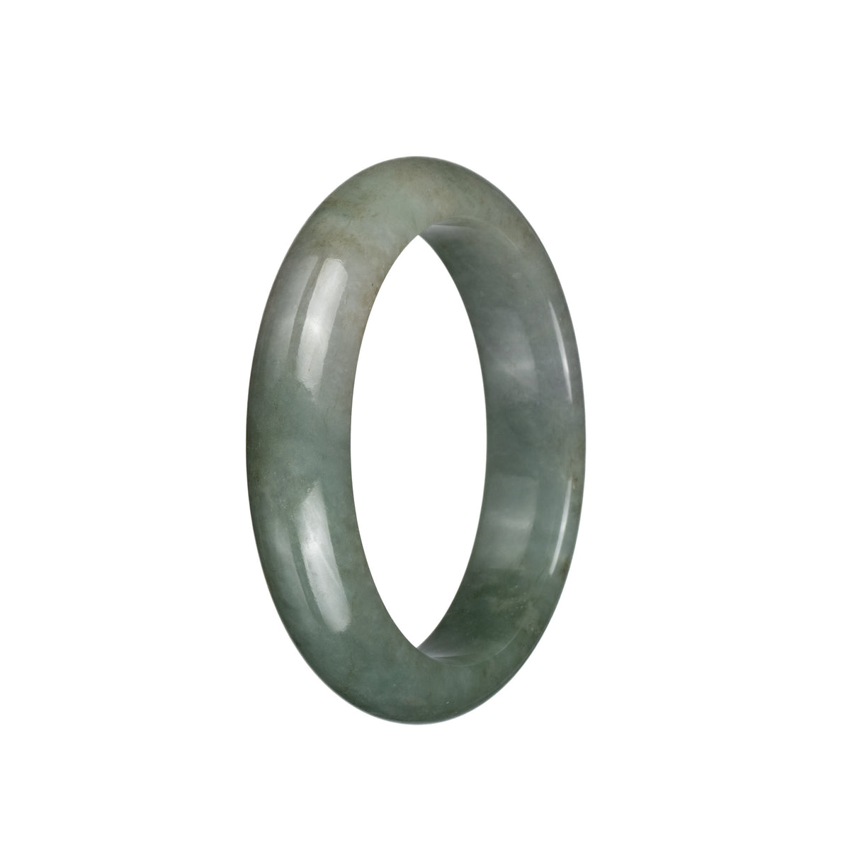 Genuine Untreated Olive Green Traditional Jade Bangle - 56mm Half Moon