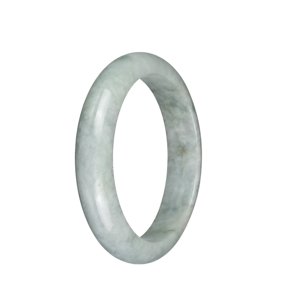 Genuine Grade A Light Greyish Green Burma Jade Bangle Bracelet - 59mm Half Moon