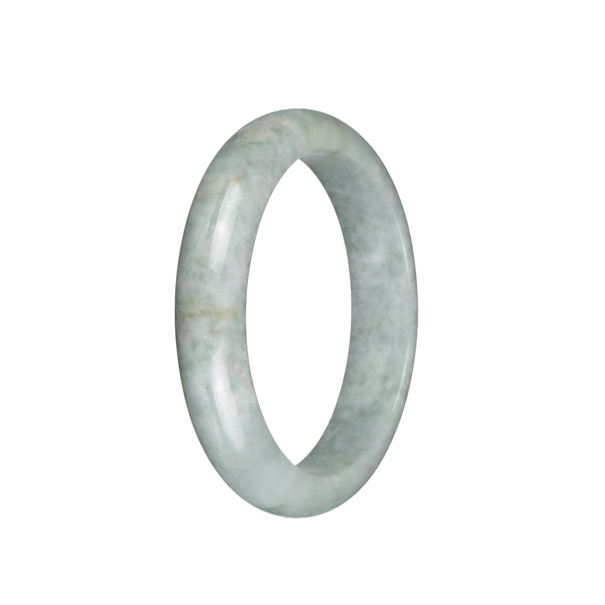 Genuine Grade A Light Greyish Green Burma Jade Bangle Bracelet - 59mm Half Moon