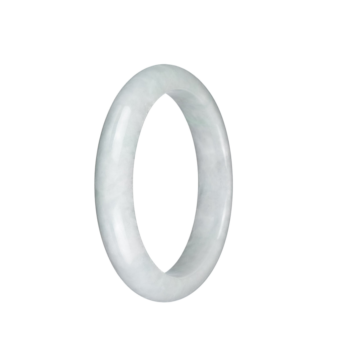 Genuine Grade A White Jade Bangle - 58mm Semi Round