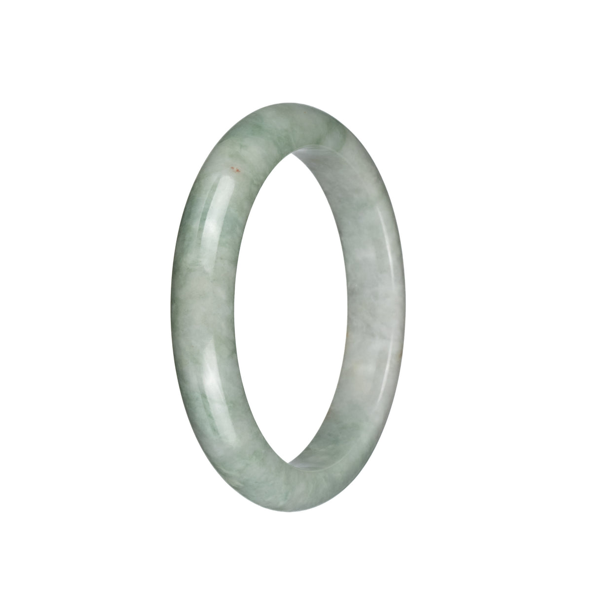 Genuine Untreated Creamy White with Olive Green Jade Bracelet - 60mm Semi Round