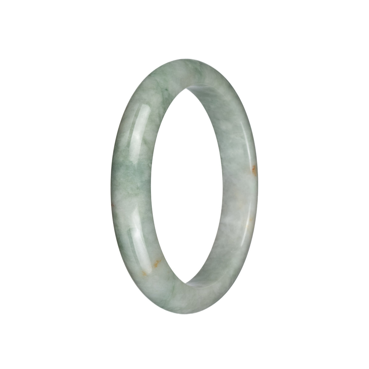 Genuine Untreated Creamy White with Olive Green Jade Bracelet - 60mm Semi Round