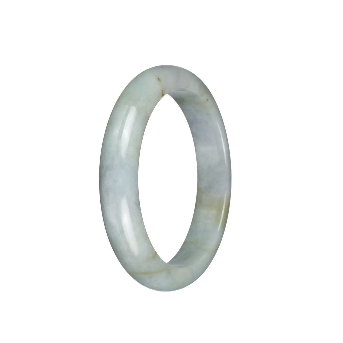 Real Grade A Light Grey with Pale Green and Light Brown Burmese Jade Bracelet - 57mm Half Moon